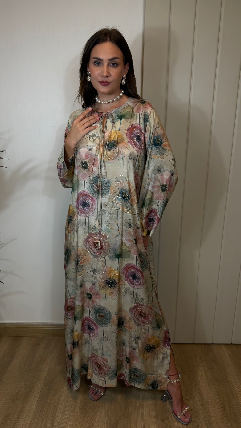 Jalabiya- Gray Floral